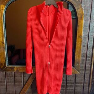 VS red Coat. Double sided zipper. Front and back.